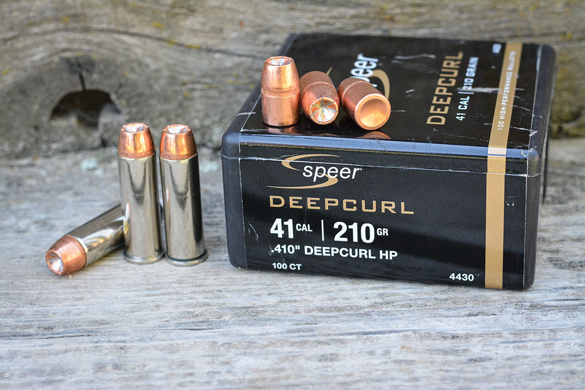 The Speer 210-grain Deep Curl 41 Magnum bullet is an excellent choice for taking deer sized game.